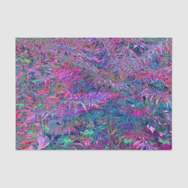 Abstract Psychedelic Rainbow Colors Foliage Garden Tissue Paper (Front)