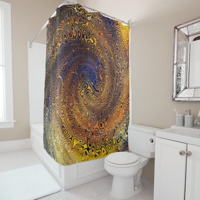 Abstract  Psychedelic Swirl Pattern Colorful Art Shower Curtain (In Situ)