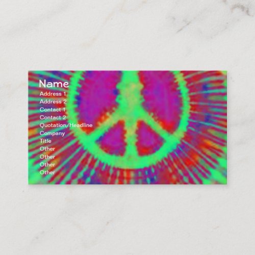 Abstract Psychedelic Tie-Dye Peace Sign Business Cards