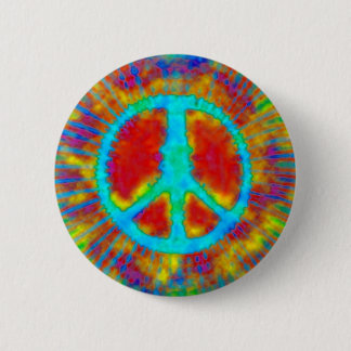 Abstract Psychedelic Tie-Dye Peace Sign Button