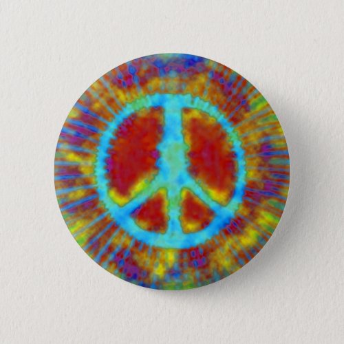 Abstract Psychedelic Tie_Dye Peace Sign Button