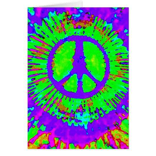 Abstract Psychedelic Tie-Dye Peace Sign Cards (Front)