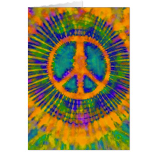 Abstract Psychedelic Tie-Dye Peace Sign Cards (Front)