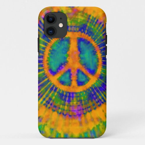 Abstract Psychedelic Tie_Dye Peace Sign iPhone 11 Case