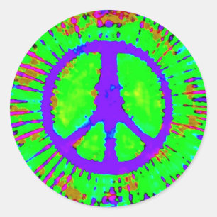 Abstract Psychedelic Tie-Dye Peace Sign Classic Round Sticker