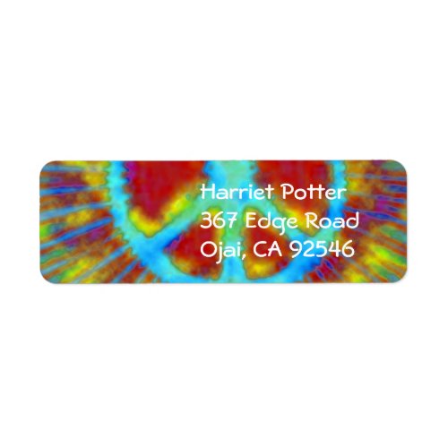 Abstract Psychedelic Tie_Dye Peace Sign Label
