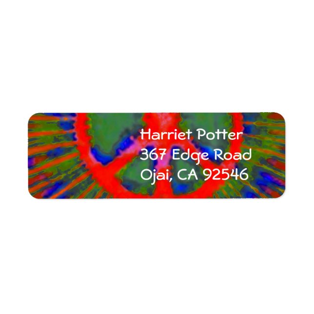 Abstract Psychedelic Tie-Dye Peace Sign Label (Front)