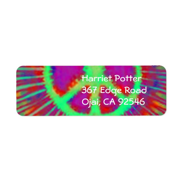 Abstract Psychedelic Tie-Dye Peace Sign Label (Front)