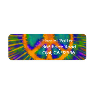 Abstract Psychedelic Tie-Dye Peace Sign Label