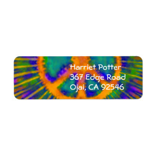 Abstract Psychedelic Tie-Dye Peace Sign Label
