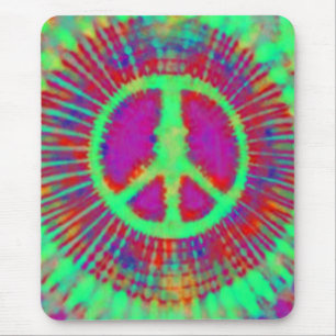 Abstract Psychedelic Tie-Dye Peace Sign Mouse Pad