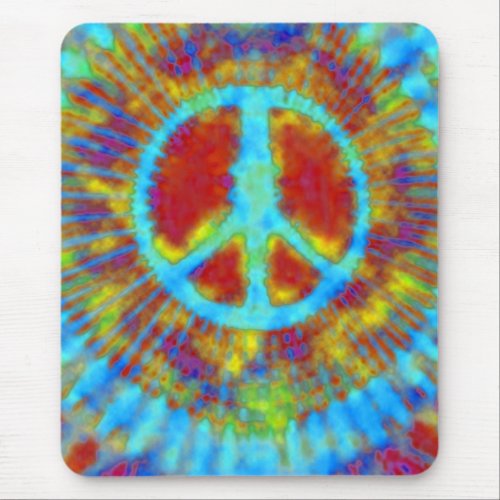 Abstract Psychedelic Tie_Dye Peace Sign Mouse Pad