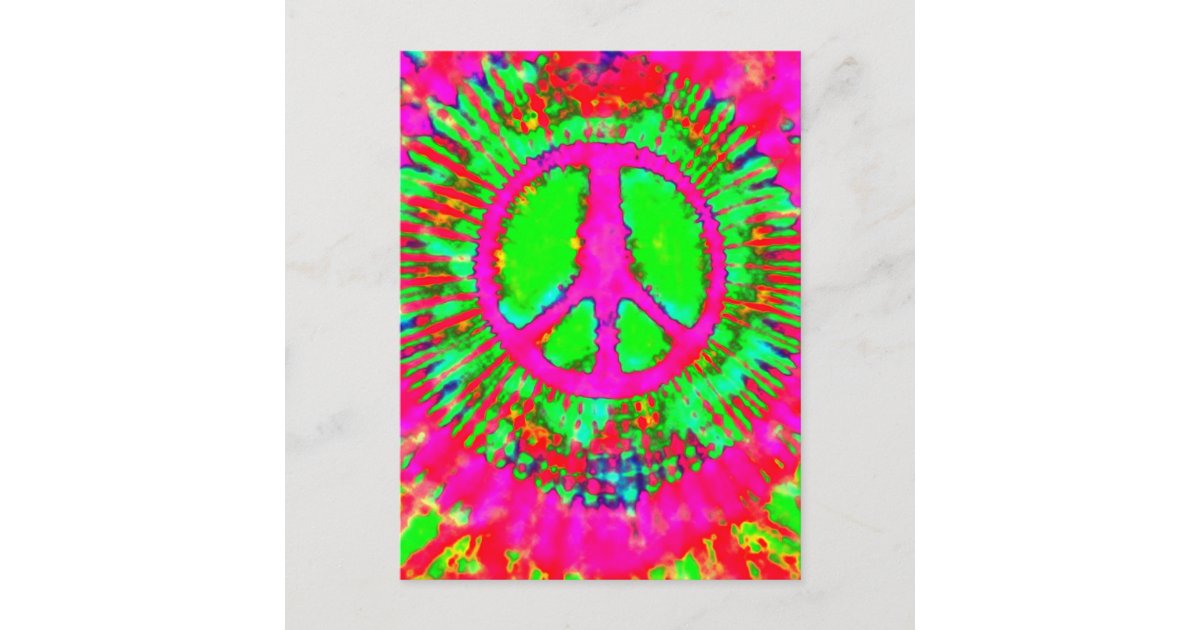 Abstract Psychedelic Tie Dye Peace Sign Postcard Zazzle 