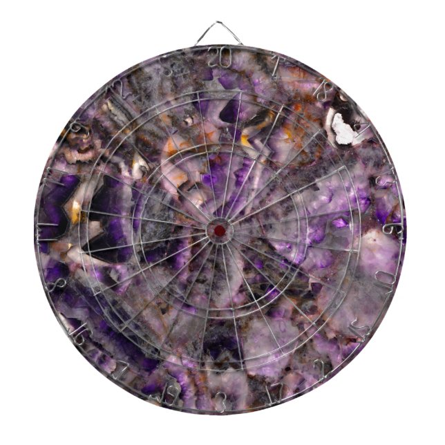 Abstract purple amethyst quartz marble granite  dart board (Front)
