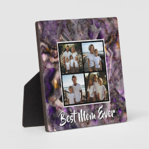 Abstract purple amethyst quartz marble granite mom plaque
