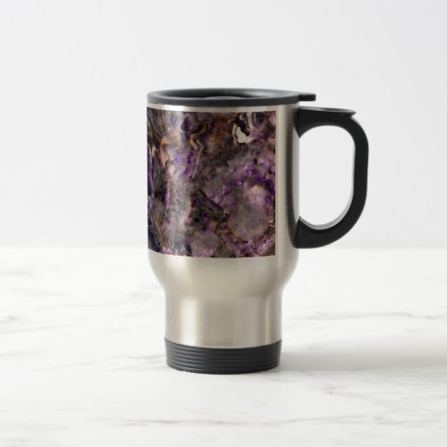 Abstract purple amethyst quartz marble granite  travel mug