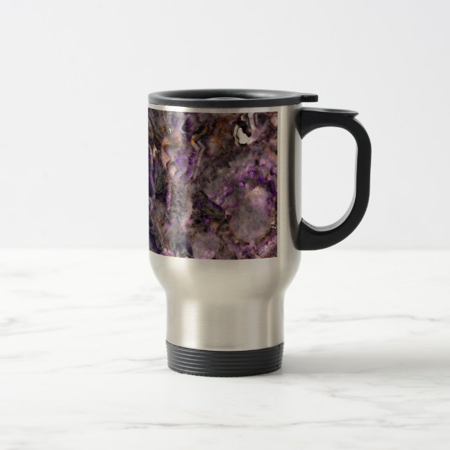 Abstract purple amethyst quartz marble granite  travel mug (Right)