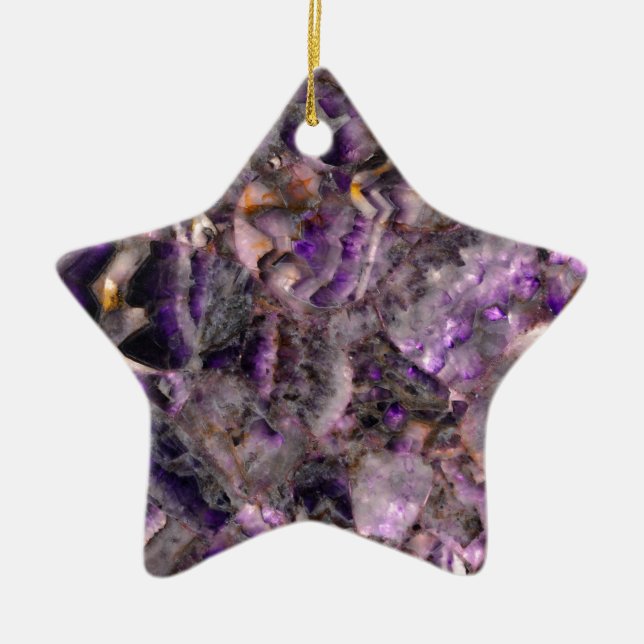 Abstract purple Amethyst Quartz, purple granite Ceramic Ornament (Front)