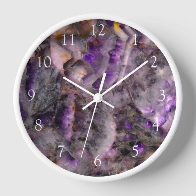 Abstract purple Amethyst Quartz, purple granite Clock (Front)