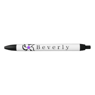 Abstract Purple and Black Flower Custom Name Pen