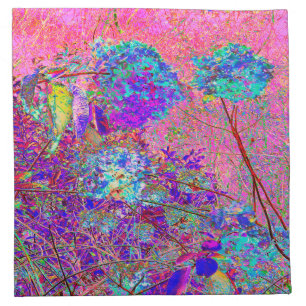 Abstract Purple and Blue Hydrangea with Magenta Cloth Napkin