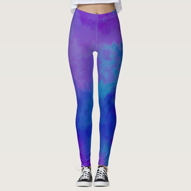 Abstract Purple and Blue Leggings (Front)
