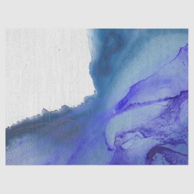 Abstract Purple and Blue Water Color Decoupage Tissue Paper (Front)