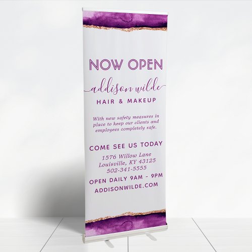 Abstract Purple And Gold Watercolor Business Retractable Banner