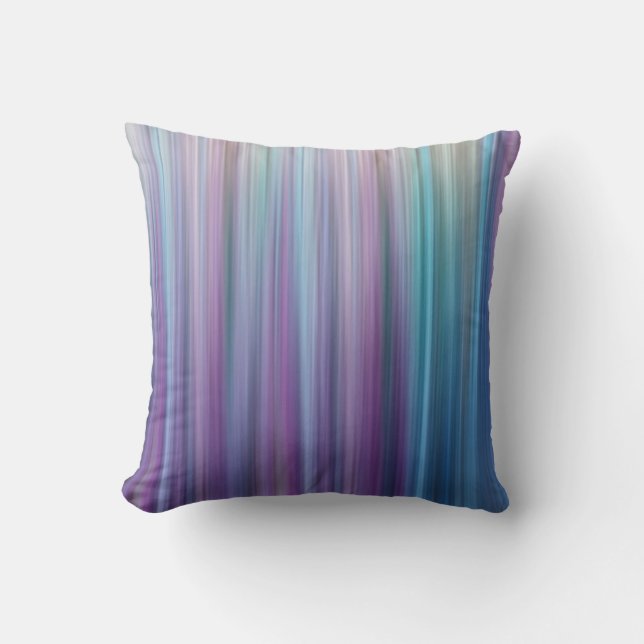 Abstract Purple and Teal Gradient Stripes Pattern Throw Pillow (Front)