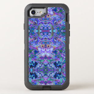Abstract Purple and Teal Swirls and Ripples Design OtterBox Defender iPhone SE/8/7 Case