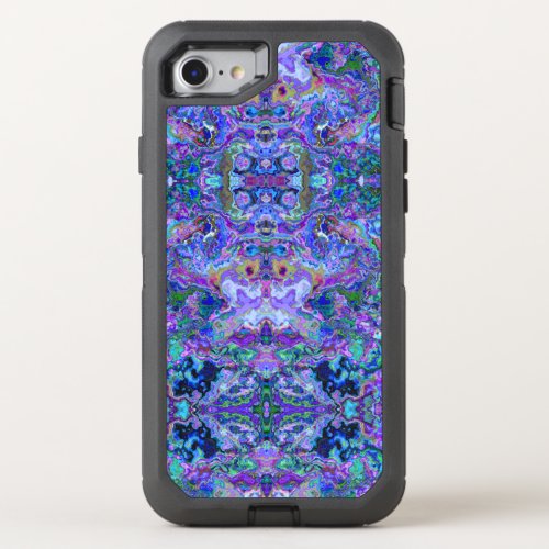 Abstract Purple and Teal Swirls and Ripples Design OtterBox Defender iPhone SE87 Case