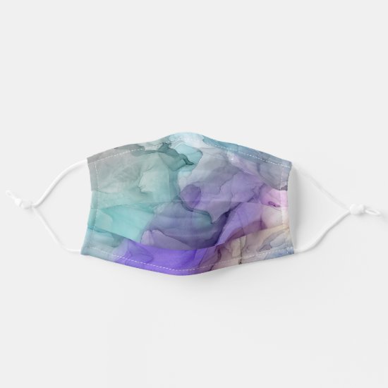 Abstract Purple and Teal Watercolors Pattern Adult Cloth Face Mask