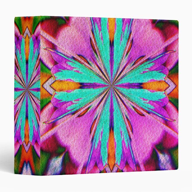 Abstract Purple And Turquoise Art 3 Ring Binder (Front/Spine)