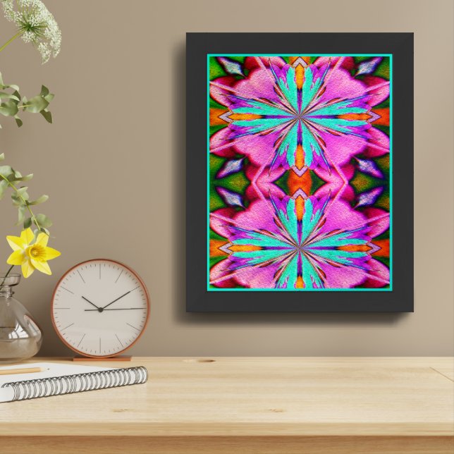 Abstract Purple And Turquoise Art Framed (Table Top)