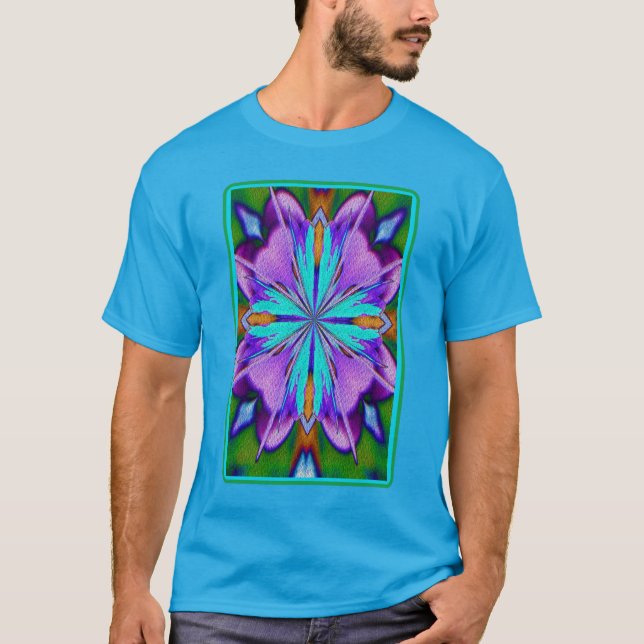 Abstract Purple And Turquoise Kaleidoscope Art T-Shirt (Front)