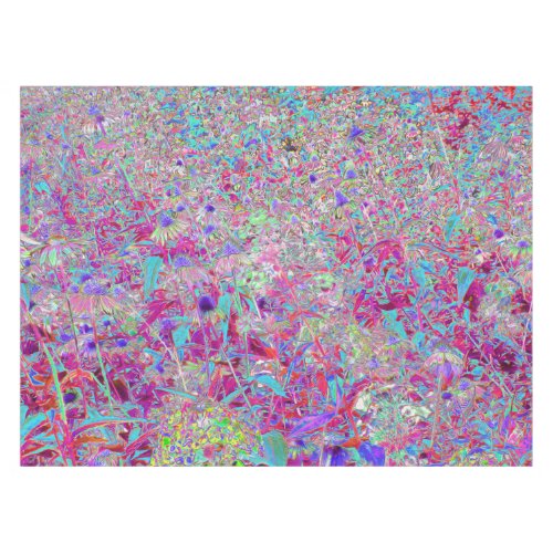 Abstract Purple Aqua and Pink Coneflower Garden Tablecloth