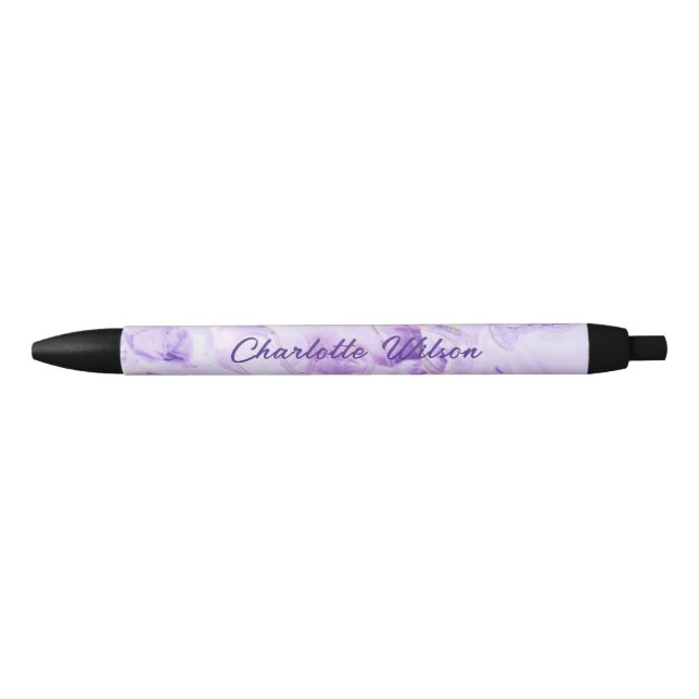 Abstract Purple Art Script Name Monogram Pen (Front)