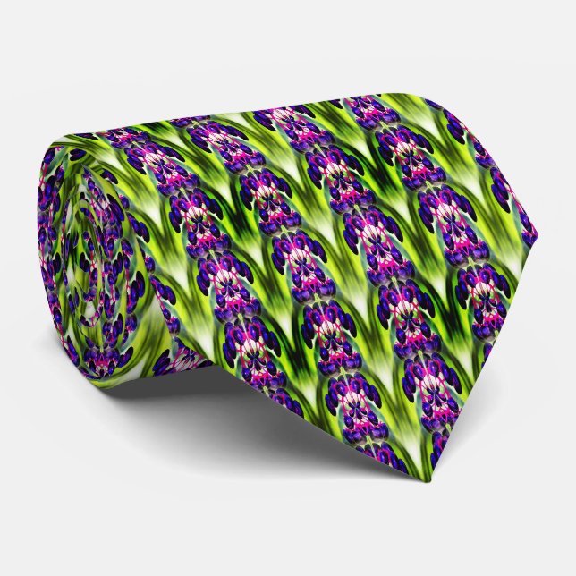 Abstract Purple Berries Design Neck Tie (Rolled)