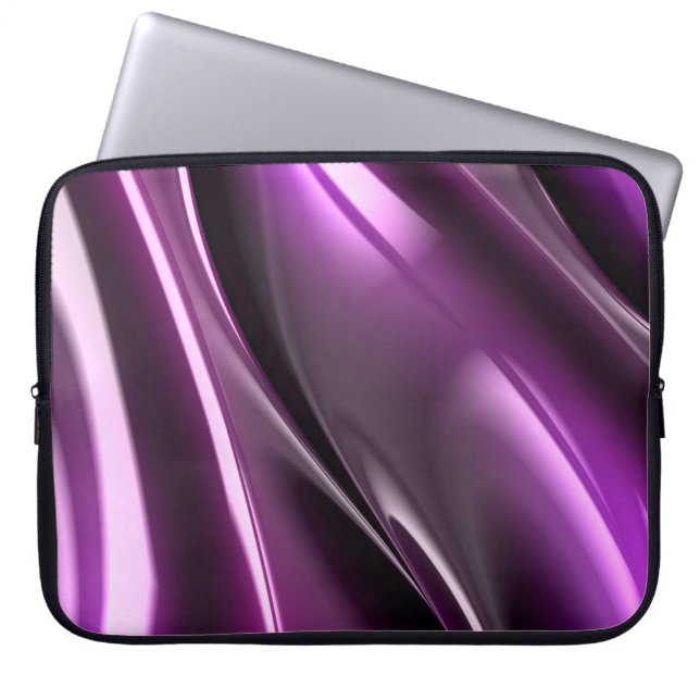 Abstract Purple Black Neoprene Laptop Sleeve 15'' (Front)