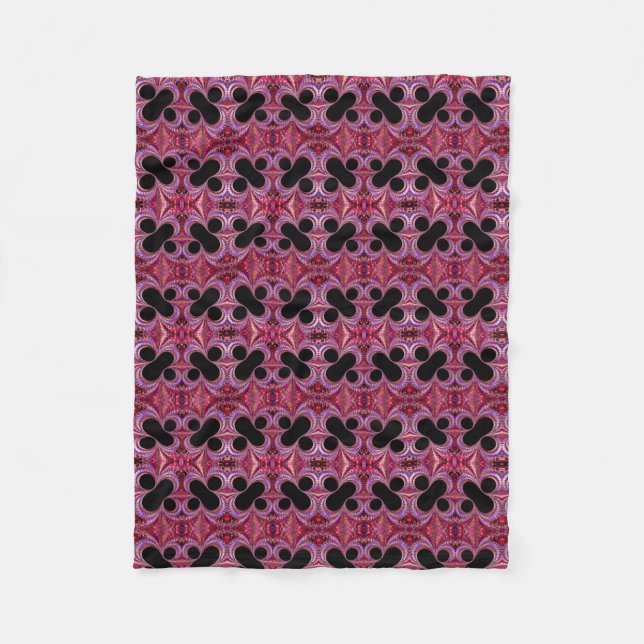 Abstract Purple Black Percent Sign Fractal Pattern Fleece Blanket (Front)