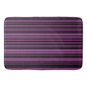 Abstract Purple Black Stripes Bath Mat