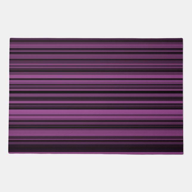 Abstract Purple Black Stripes Doormat (Front)
