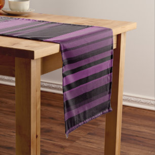 Abstract Purple Black Stripes Long Table Runner