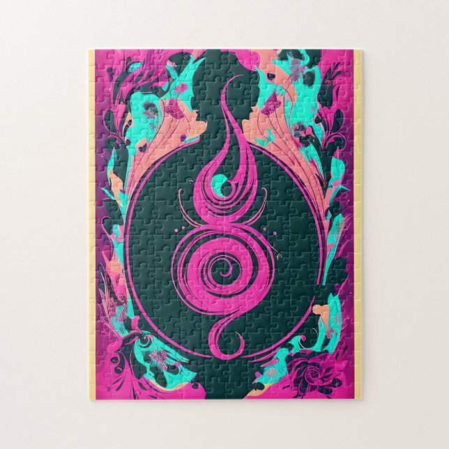 Abstract Purple & Black Swirl Puzzle (Vertical)