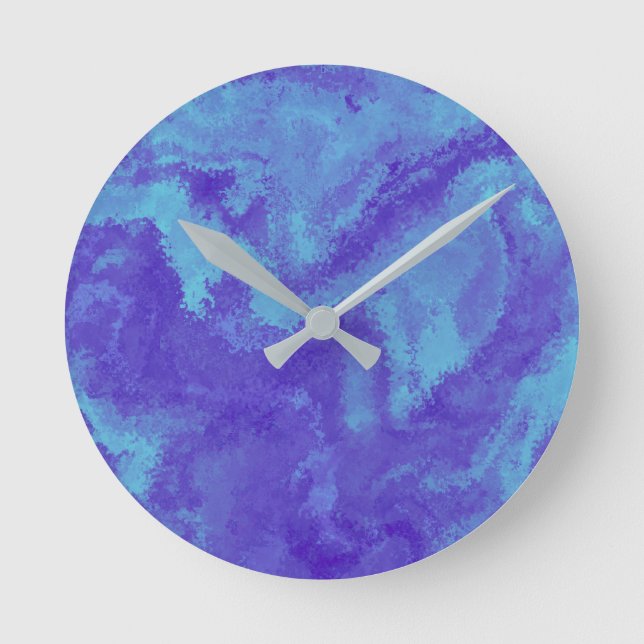 Abstract Purple Blue Diffusion Round Clock (Front)