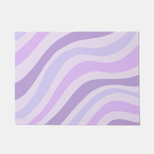 Abstract Purple Blue Groovy Stripe Liquid Pattern Doormat (Front)