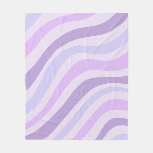 Abstract Purple Blue Groovy Stripe Liquid Pattern Fleece Blanket (Front)
