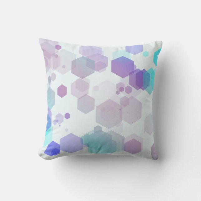 Abstract Purple-Blue Hexagon - Shape Pattern Throw Pillow (Front)