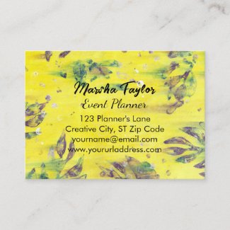 Abstract Purple Blue Leaves Custom Business Cards