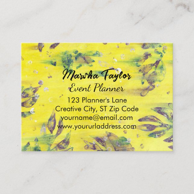 Abstract Purple Blue Leaves Custom Business Cards  (Front)